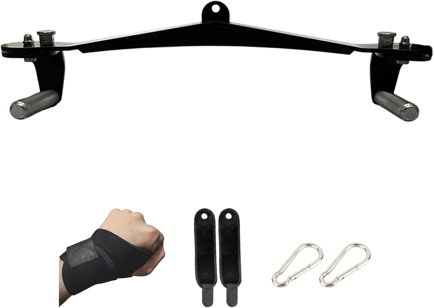 LAT Pulldown Bar Attachment with 360° Rotating Handles, Adjustable Rowing Grip for CableMachine, Back Training, Bicep Tricep Workout, LAT Pull Down Bar for Home Gym