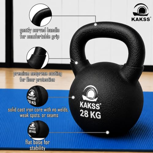 Image of Kakss Half Coating Neoprene Kettlebell (BLACK, 28KG)