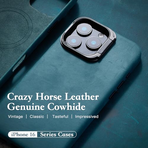 Coque iPhone 16 Pro Max cuir véritable bleu sarcelle compatible chargeur MagSafe - 2