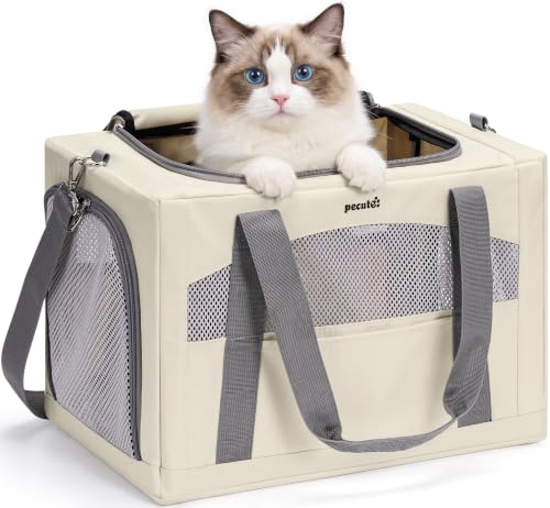 Pecute Cat Carrier Stable, Pet Carrier with Privacy Partition,Beige
