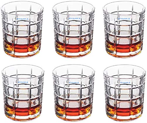 Image of SYANKA Italian Premium Square Design Big Glass Whiskey Glasses Set of 2, Clear, 310ml