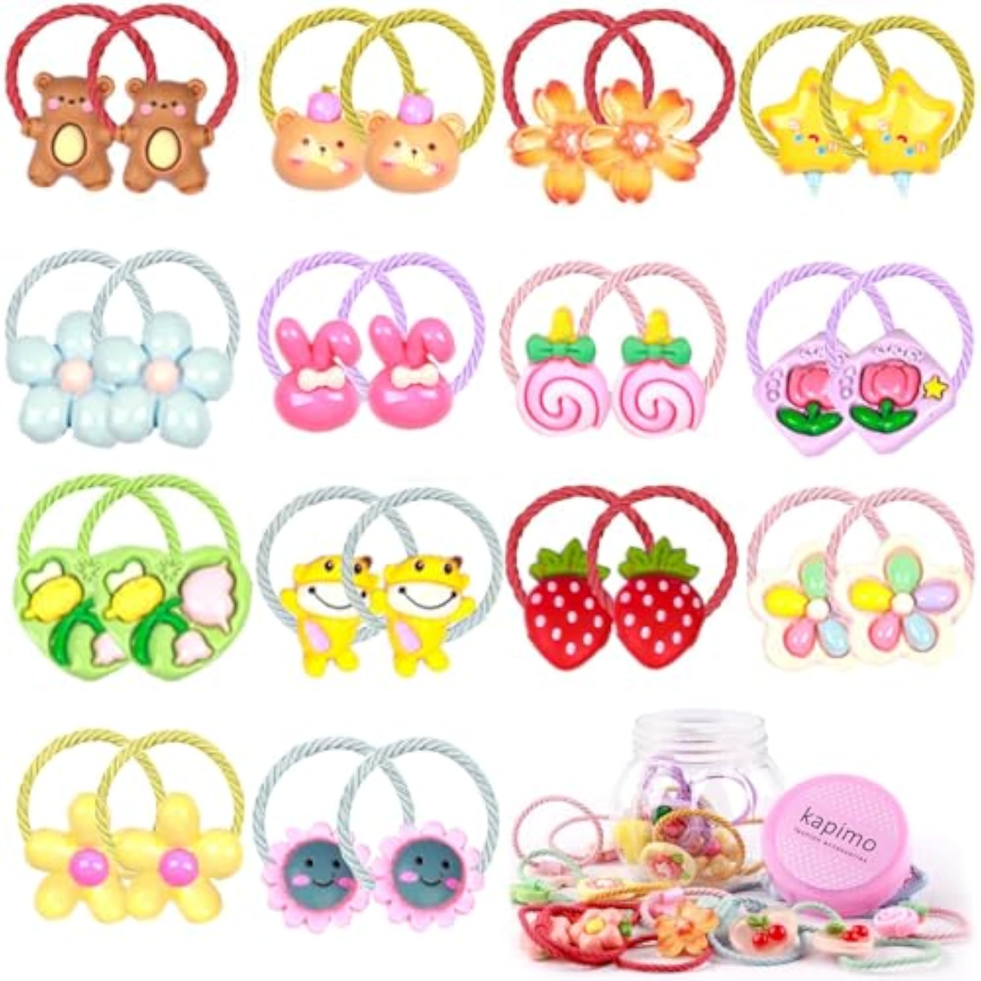 30 Pcs Mix Elastic Hair Rubber Bands Ties Accessories