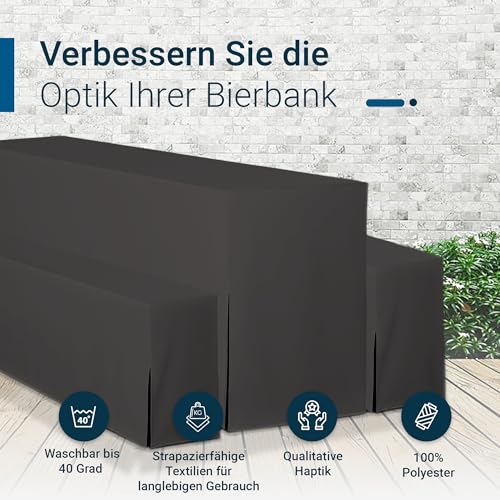 TexDeko® Biertischhusse Premium für Bierzeltgarnitur 220 x 70cm Anthrazit – Ansicht 4