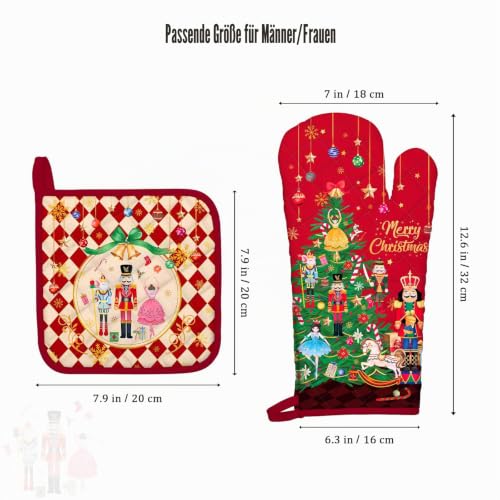 Arquiel Weihnachten Nussknacker Ofenhandschuh & Topflappen 4er-Set – Ansicht 3