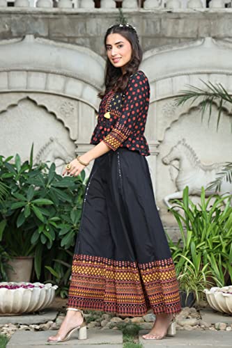 Image of Juniper White Solid Cotton Dobby A-Line Kurta with Buttons