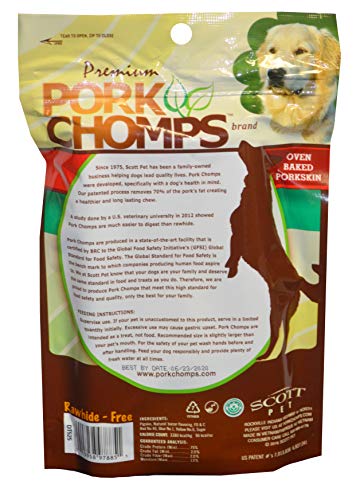 Pork Chomps Baked Pork Skin Dog Chews, 6-Inch Twists, Bacon Flavor Wrap, 4 Count #TOP1
