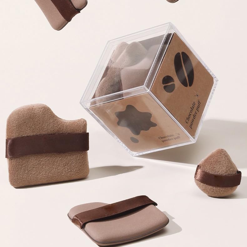 1 Box of 6 PCs Chocolate Color Quick Makeup Foundation Puff Set, Foundation Sponge Puff Cushion Puff Mini Powder Puff Collection