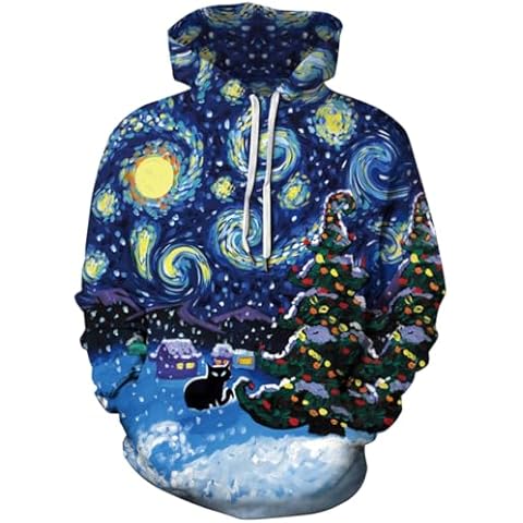 Chaos World Men's Hoodie 3D Printed Pullover Hooded Sweatshirt Cool Outfits With Pockets(Large,Indigo Blue) Cover