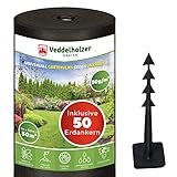 Veddelholzer 50 m² Unkrautvlies Gartenvlies inkl. 50 Erdanker Effektives Abdeckvlies gegen Unkraut Reißfest, UV Stabil & Universell im Garten einsetzbar. Drainagevlies für alle Arten von Beeten