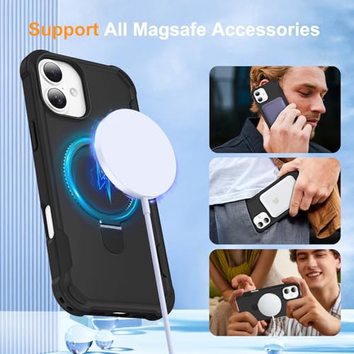 HIGLYCASE Compatible with iPhone 16 Plus Case with Invisible Magnetic Kickstand [Compatible with MagSafe] [10-FT Military Drop Protection] Slim Hard Back Soft Edge Phone Cover 6.7 Inch, Black by HIGLYCASE - Used condition - Image 6