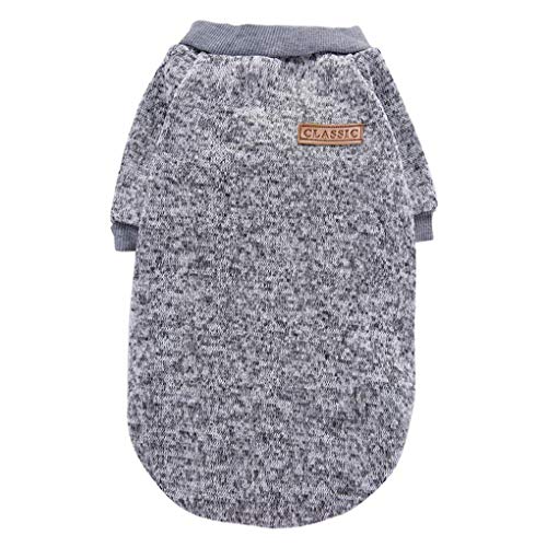 Image of Pet Dog Classic Knitwear Sweater Warm Winter Puppy Pet Coat Soft Sweater Clothing for Small Dogs (L, Grey)
