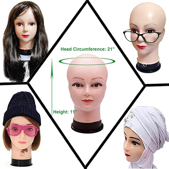 SOHAM SHREE ® Female Head Mannequin with CLAMP Display Stand - Hat Display Model Stand - Display Hair Wig - Scarf - Cap - Face for Sunglasses - Eye Glasses Holder - 12 Inch Size (Head+Clamp) 2