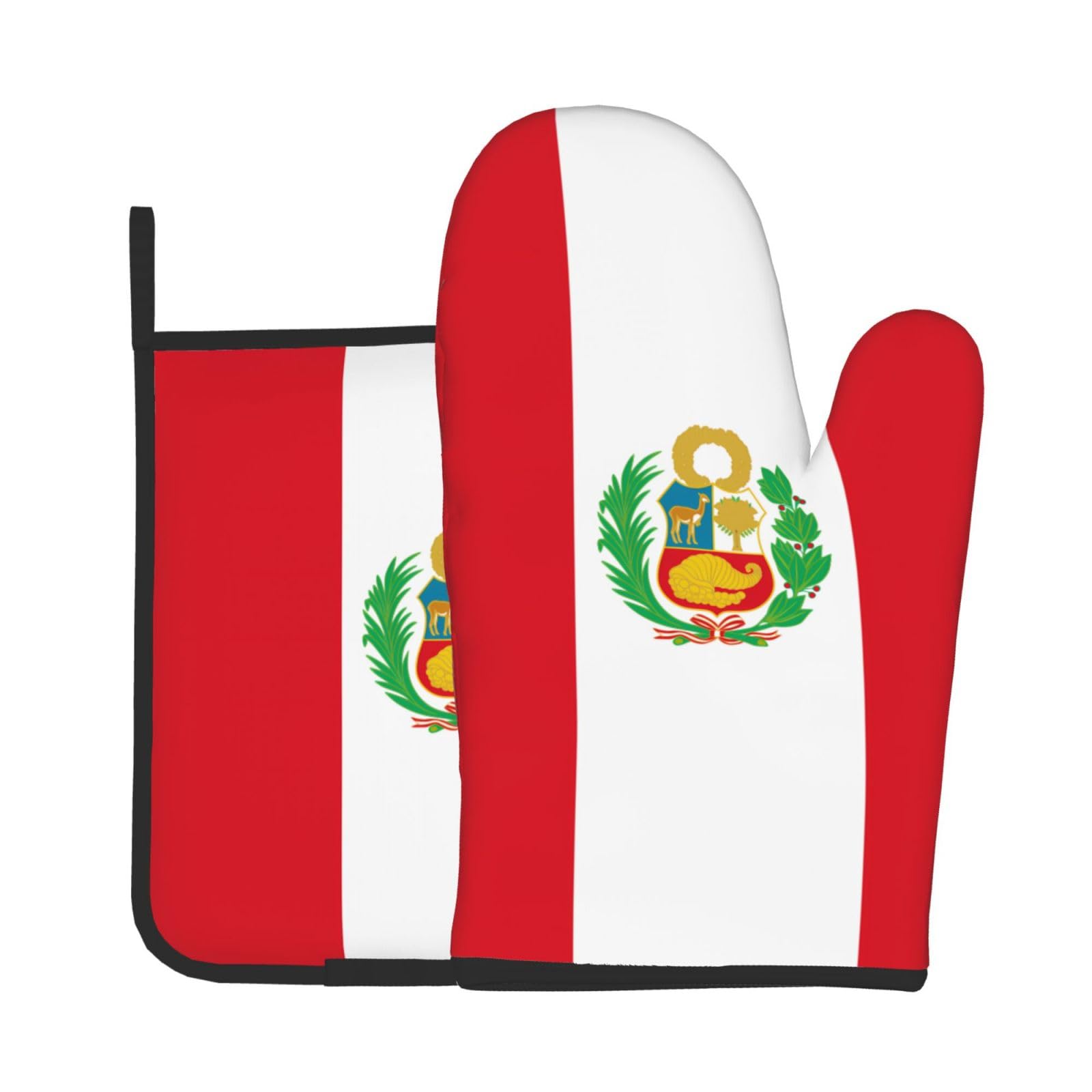 Oven Mitts and Potholders Set of 2 for Kitchen Baking Cooking GrayFlag of Peru Thick and Durable