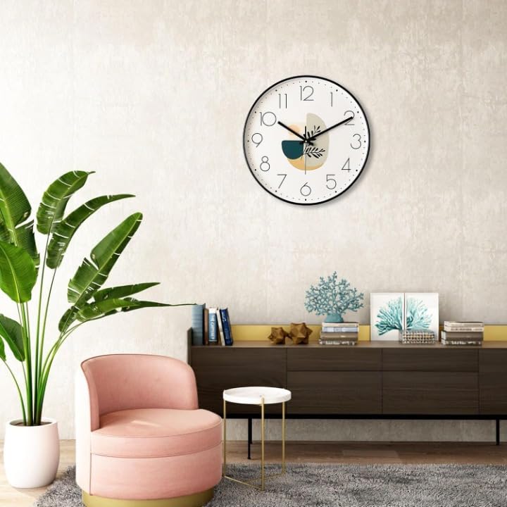 Image of TEKCOOL Wall Clock 12 inch Silent Quartz Decorative Wall Clock Non-Ticking Classic Digital Clock Battery Operated Round Easy to Read Handheld Complete Home /Kitchen /Bedroom(411);