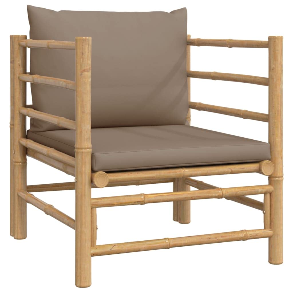 vidaXL Salon de Jardin 7 pcs avec Coussins Taupe Bambou, Ensemble de Salon, Ensemble de Salon extérieur, Ensemble de mobilier d'extérieur