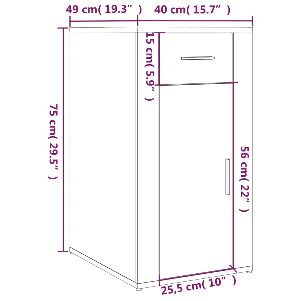 Armario de oficina blanco brillante 40 x 49 x 75 cm de material de madera con puerta y cajón para salón y estudio, pasillo, cocina, baño, espacio de almacenamiento versátil para orden y