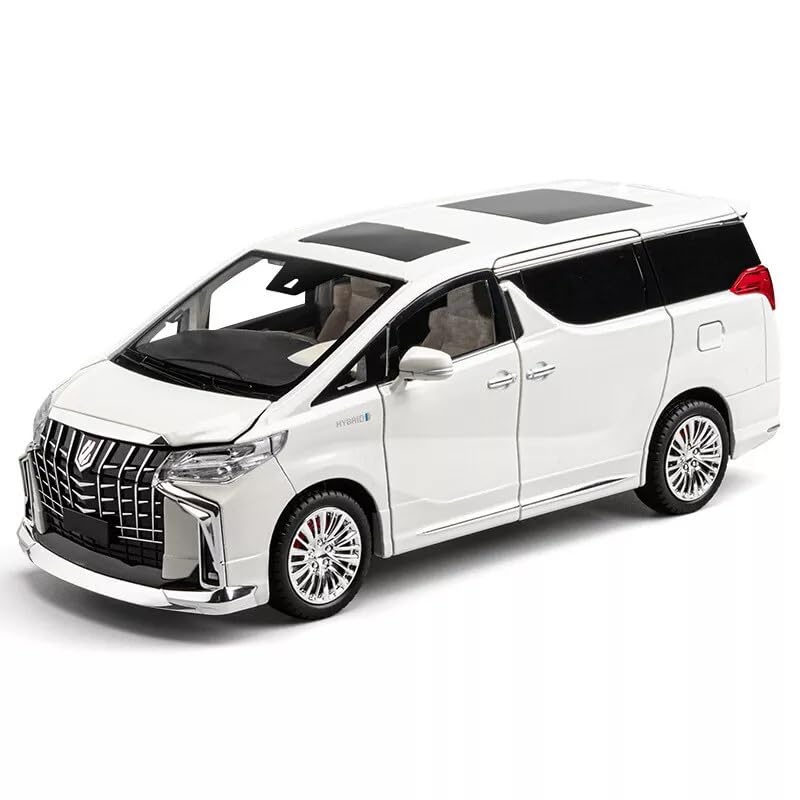 Image of 1:18 Big Size Toyota Alphard MPV Diecast Metal Pull Back Car with 6 Openable Doors with Sound and Light Toy Decoration car Best Gift Toys for Kids 【White】