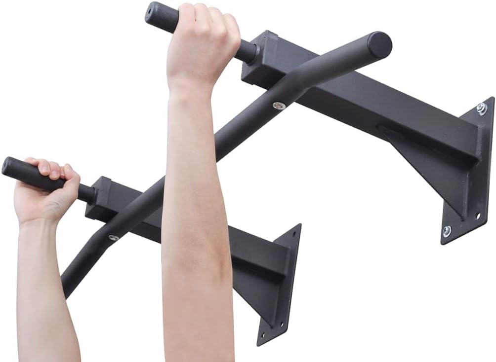 vidaXL Chinning Bar - Heavy-duty 550 lb Capacity Wall-mount Metal Pull-up/Chin-up Bar, Ideal Exercise Equipment for Home Workouts