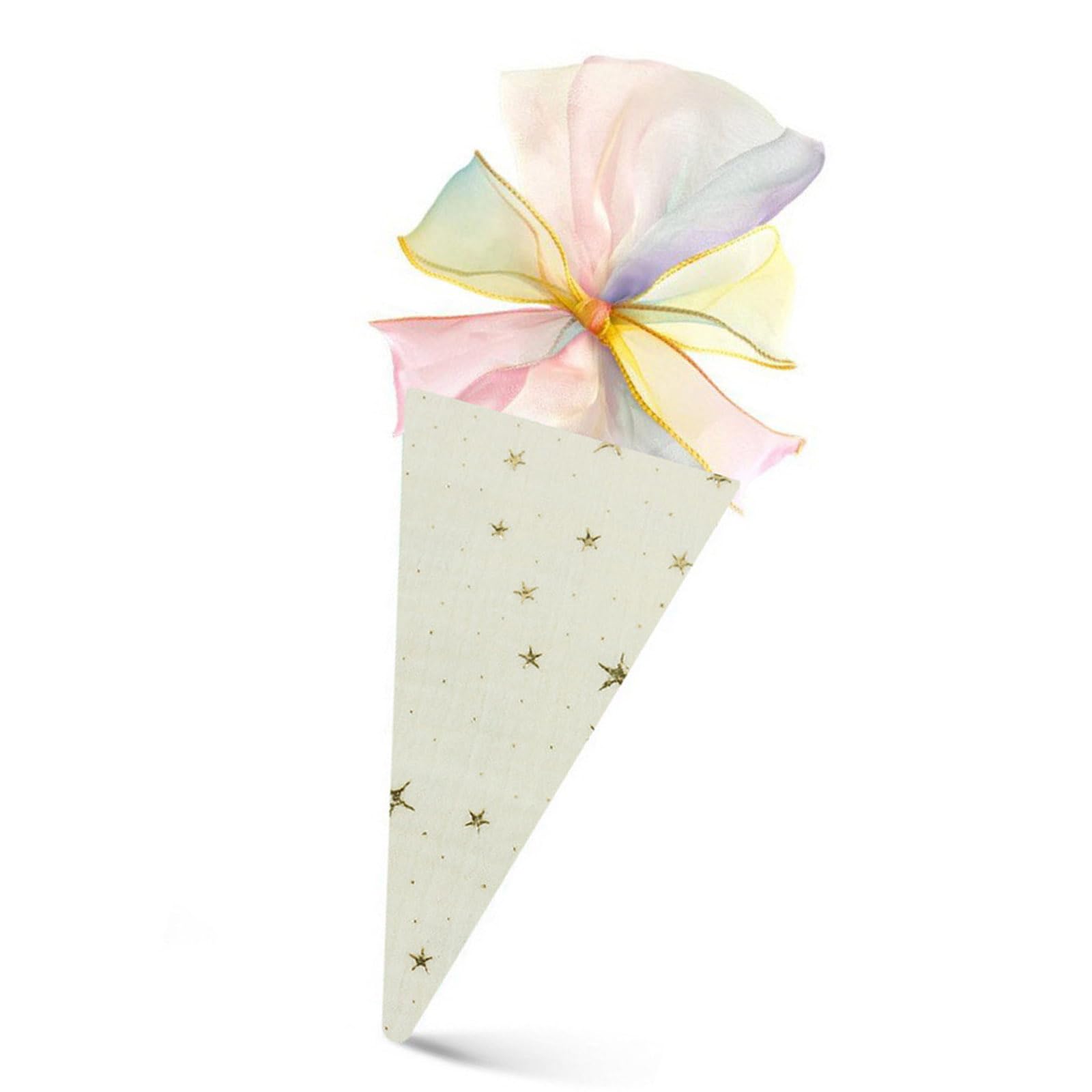 Shntig Light Green Cream Cone Treat Bag Fabric Party Pouch With Sheer Ribbon Top For Candy, Classroom Giveaways And Small Treats Cone Treat Bag Fabric Party Pouch Candy Holder Ribbon Top Classroom Giveaway Back To Small