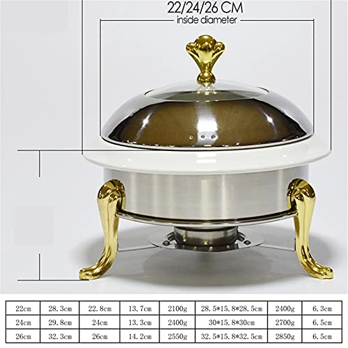 Scaldavivande in acciaio inox con fornello per vino e bagnomaria, scaldavivande rotondo per cucina, feste e matrimoni
