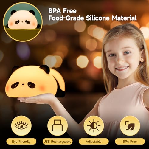 Lámpara de mesa nocturna led recargable panda de silicona miniatura 4