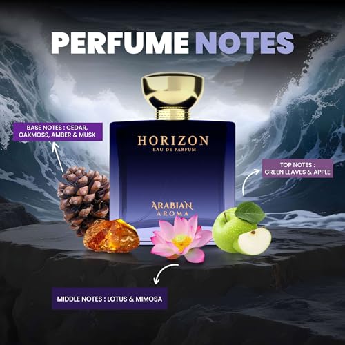 Image of Arabian Aroma Horizon Perfume for Men, Fresh and Long-Lasting Perfume for Him, Gentlemen and Mature Fragrances, Eau De Perfume.