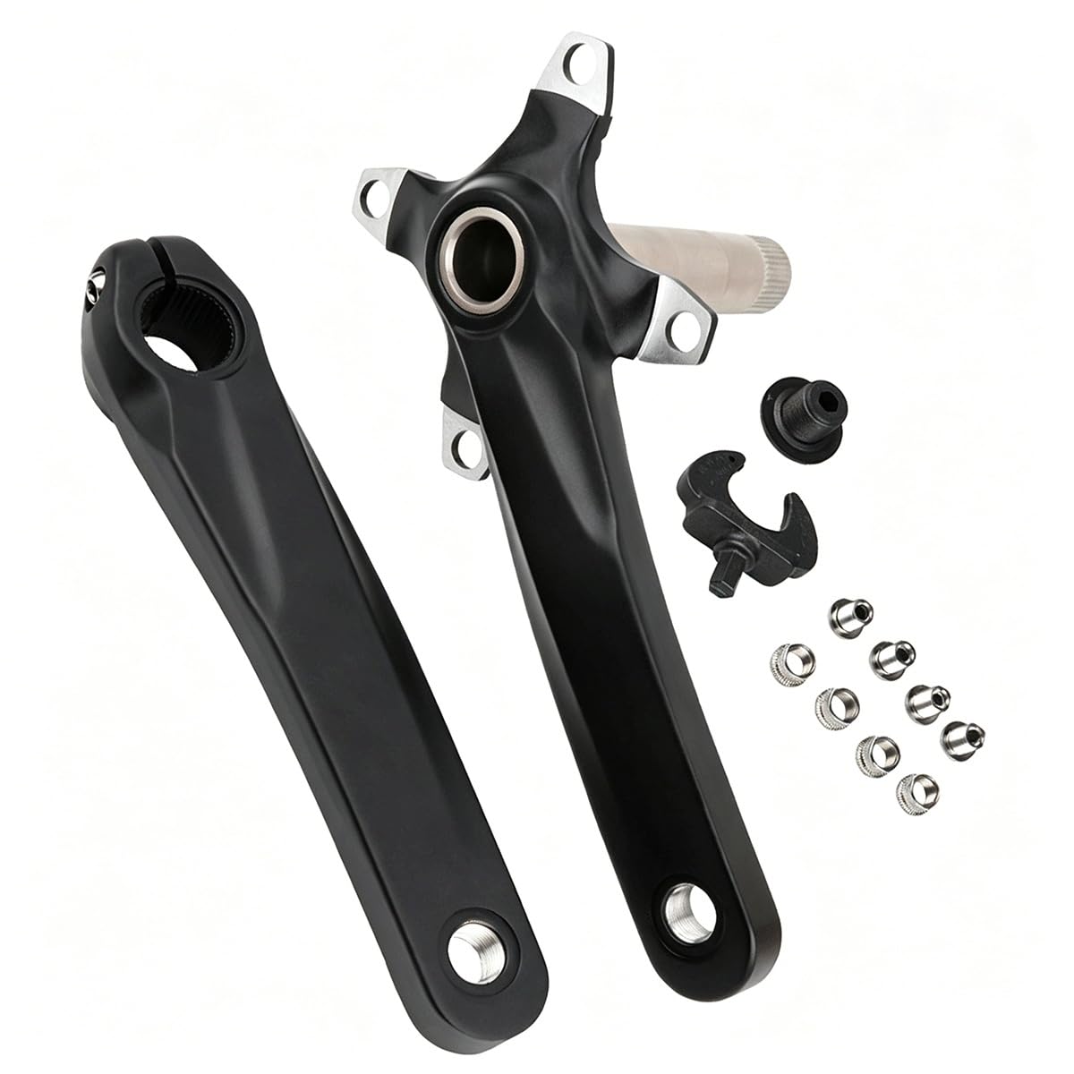 KANGXYSQ 170mm Bike Crank Arm Hollow Integrated Left Right Crank Arm Set Crank For Mountain Road Bike(Black)