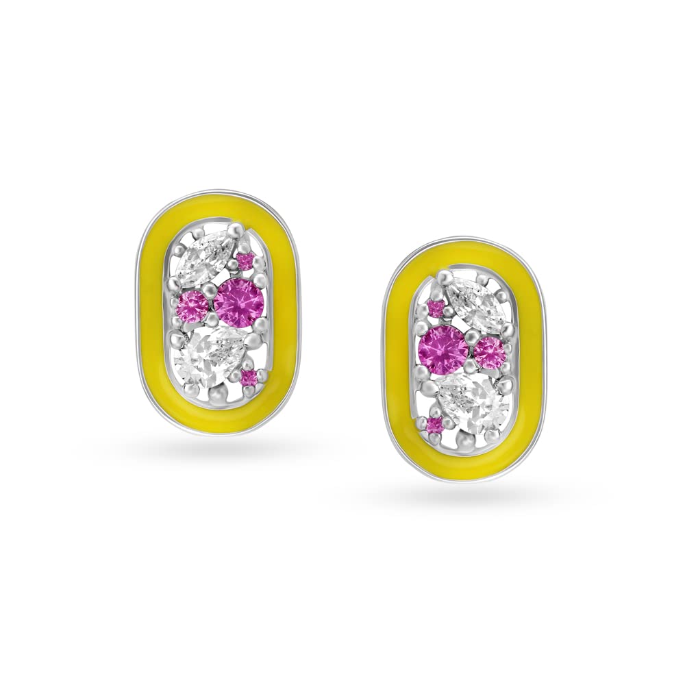 Mia by Tanishq92.5 Silver Striking Contemporary Stud Earrings with Cubic Zirconia