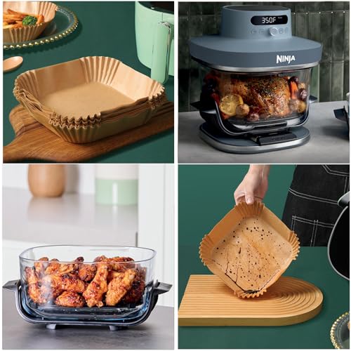 Image of 200PCS Air Fryer Liners Disposable for Ninja Crispi Pro 6-in-1 Glass Air Fryer 6QT AS101CY | AS101DG | AS101LG, Parchment Paper for Instant Pot, COSORI, Chefman 6 qt Airfryer,Ninja Crispi Accessories