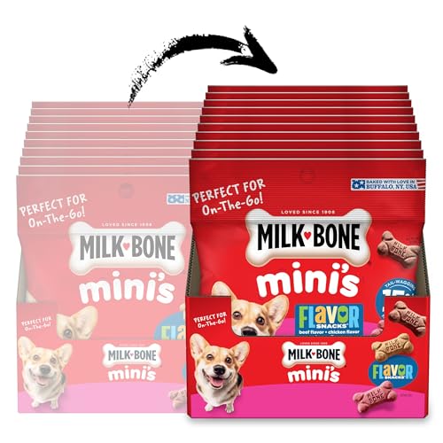 Image of Milk-Bone Flavor Snacks Mini's Dog Biscuits, Flavored Crunchy Dog Treats, 2.5 Oz. Bags (Pack of 20)