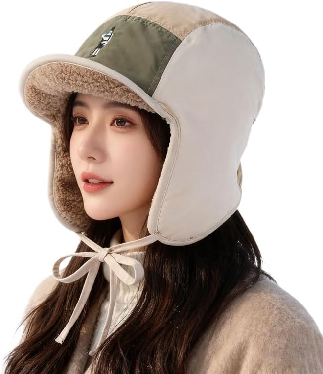 Autumn and Winter Lei Feng hat Warm Cold Color Matching Embroidery Versatile Ear Protector Flying hat