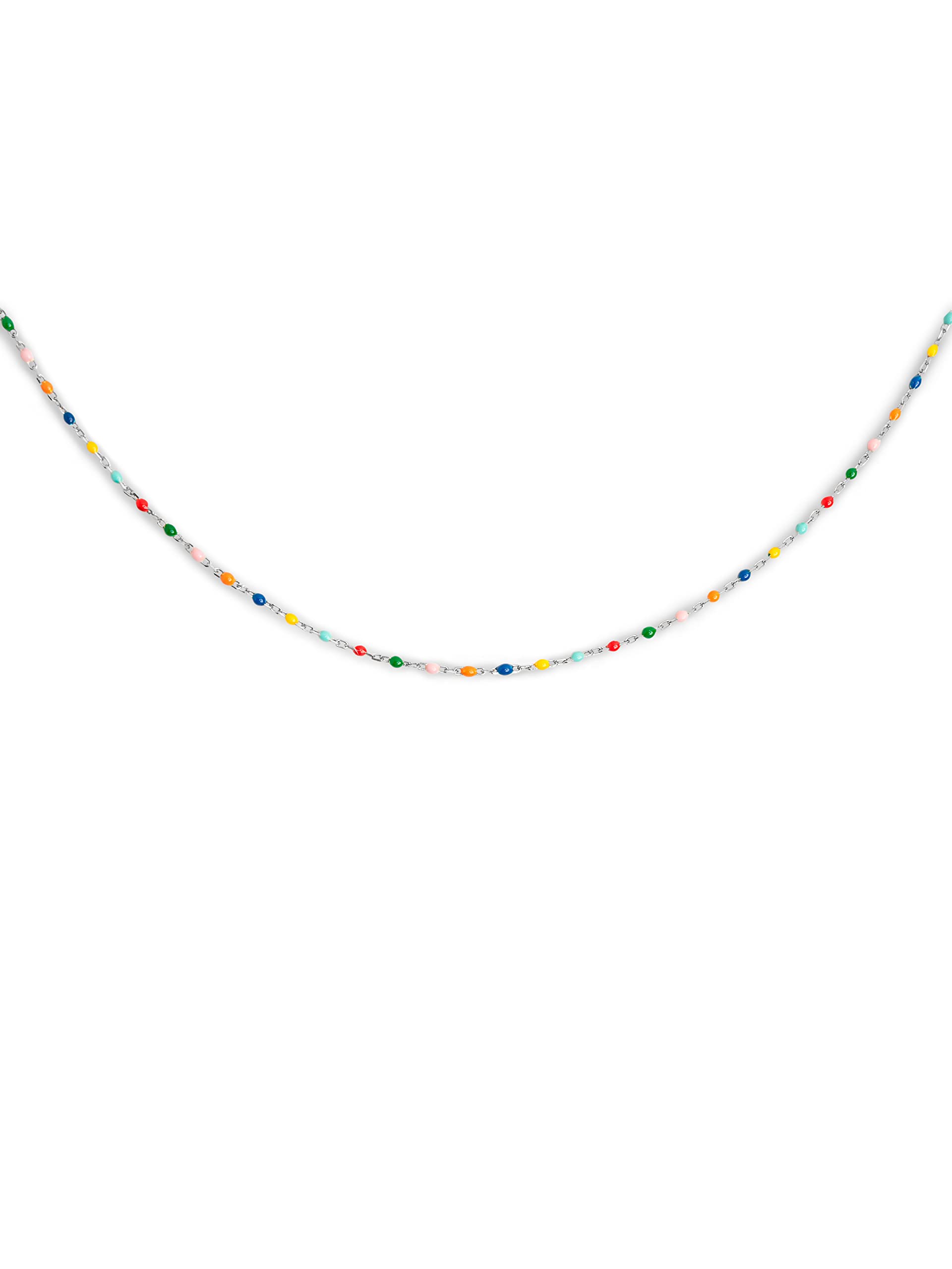 SINGULARUCollar Dots Colors Enamel - Cadena con Bolitas de Colores - Collar en Plata de Ley 925 con Acabado Baño de Oro de 18 Kt o Rodio - Largo 35cm + 5cm de Alargador - Varios Acabados