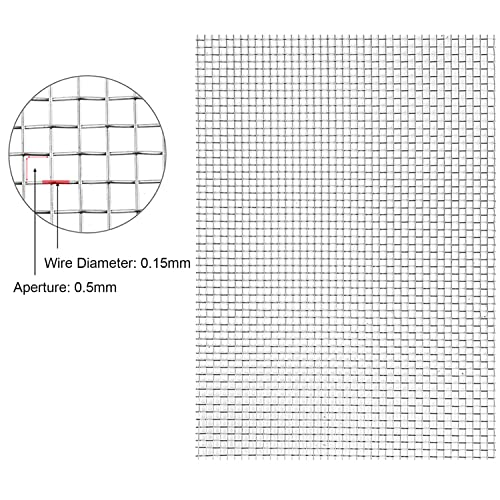 LIEOWYD Stainless Steel Woven Wire Mesh Woven Wire Mesh Stainless Steel Mesh Sheet Air Vent Mesh Mosquito Net for Windows, Mesh 0.5mm,Silver-40 Mesh-1x19m