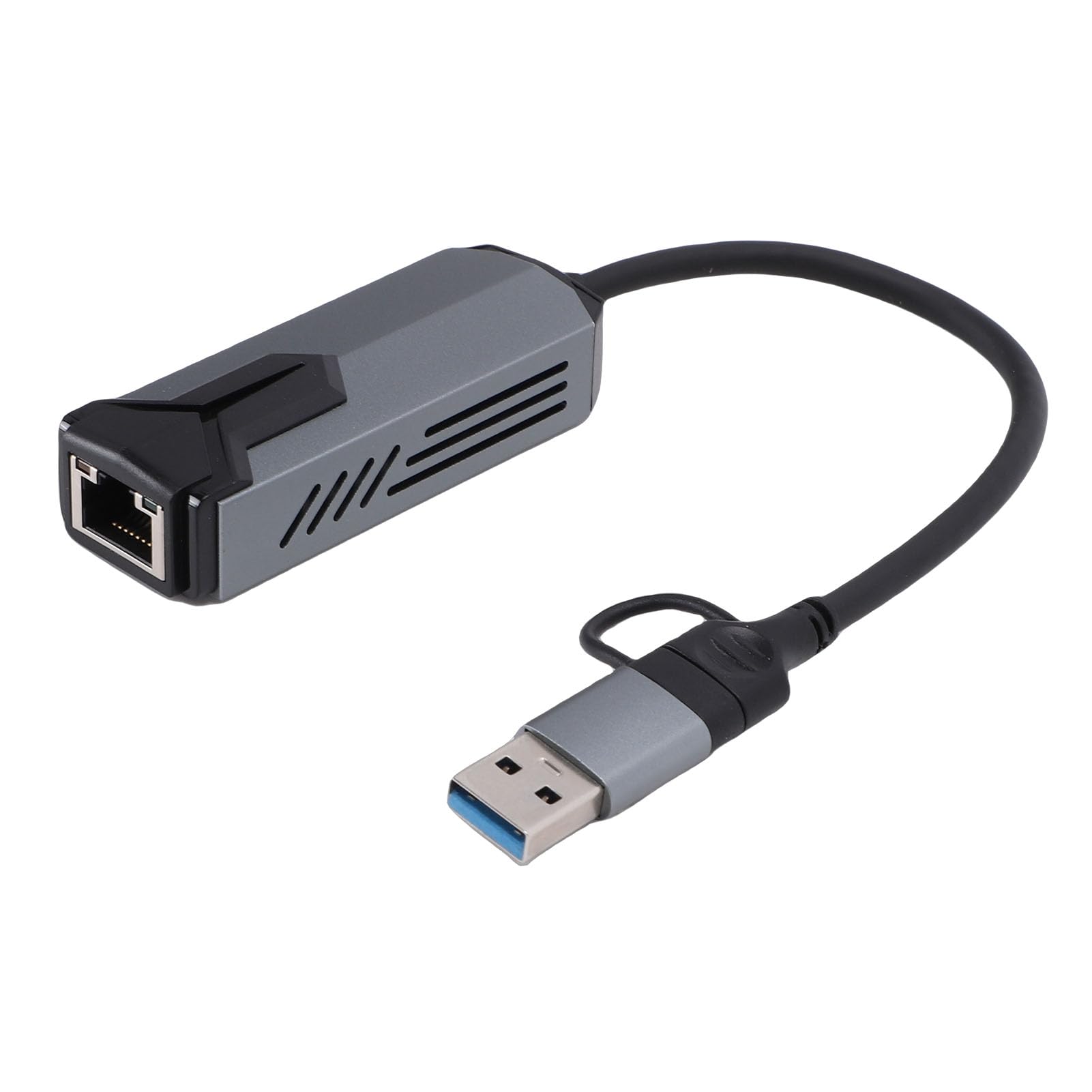 Adattatore Ethernet 5G USB 3.0 ad alta velocità 2 in 1 Adattatore da USB a RJ45 LAN per PC Laptop Materiale metallico robusto leggero