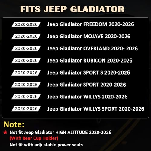 Image of GIANT PANDA Gladiator Seat Covers Custom Fit for Jeep Gladiator 2020-2026 Without Rear Cup Holder JT Sport Rubicon Mojave Willys Freedom,Red
