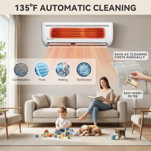 Image of YITAHOME 9000 BTU Mini Split Air Conditioner Heat Pump System, Wifi Enabled 19 SEER2 115V Inverter Ductless AC Cool Up to 450 Sq. Ft, Compatible with Alexa, Complete Installation Kit