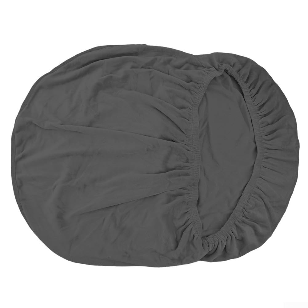 Silver Fox Velvet Elastic Home & Hotel Dining & Makeup Chair Cover - Round Stool(Dark Gray)