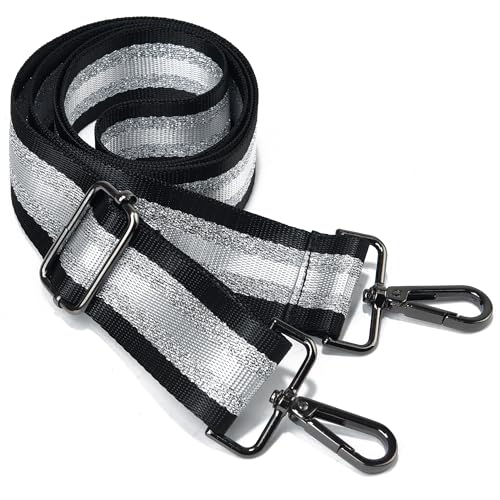 Image of LVYOUME Purse Strap Silver Hardware Wide Bag Straps Replacement Crossbody Adjustable Shoulder Strap for Purses