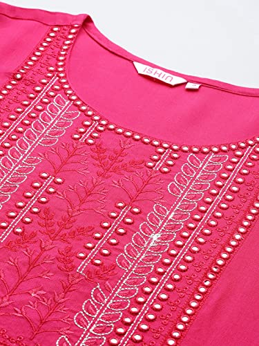 Image of ishin Women's Viscose Straight Embellished Straight Kurta