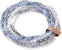 MMIUAEG Bohemian Multilayered Stretch Beaded Bracelets for Women - Colorful Boho Crystal Glass Stackable Handmade Jewelry