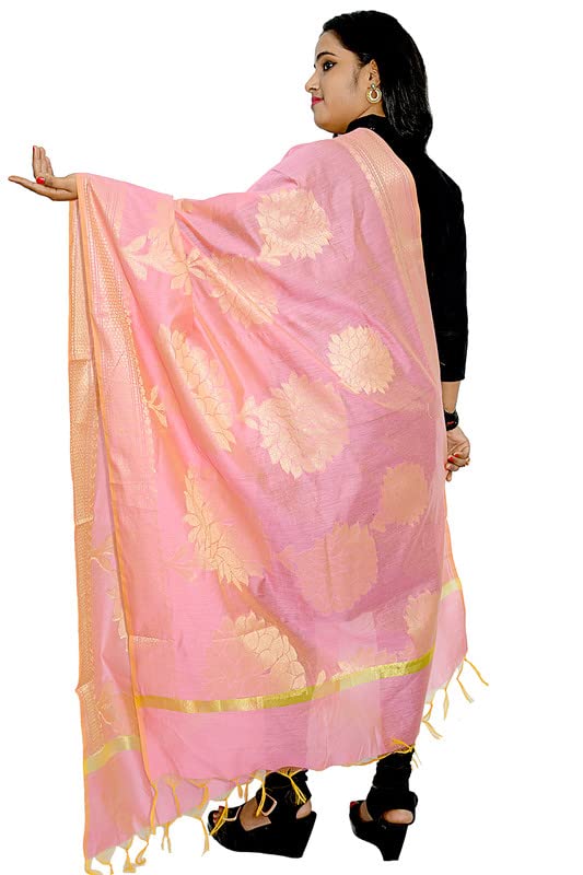Women's Cotton Silk Zari Work Banarasi Dupatta pashmina shawls and wraps for evening dresses (014)2