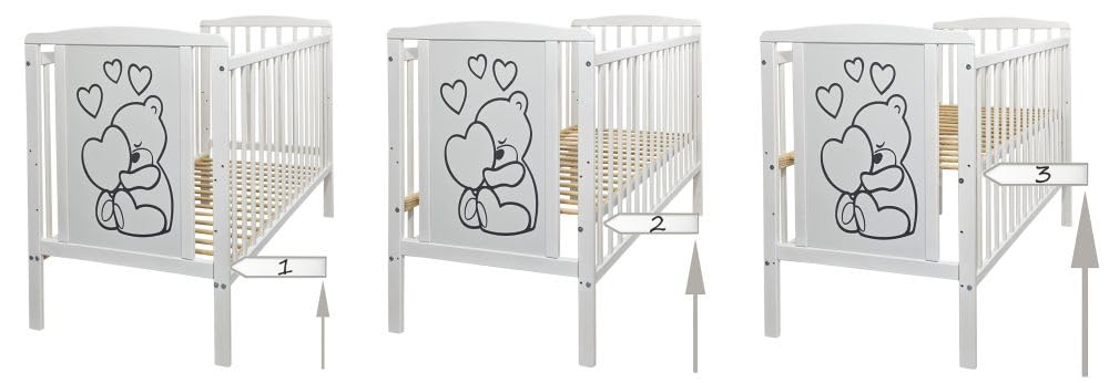 Generisch 12-Teiliges Kinderbett mit Matratze, Teddybär mit Herz, Blau | Bettzeug inklusive, Zubehör inklusive