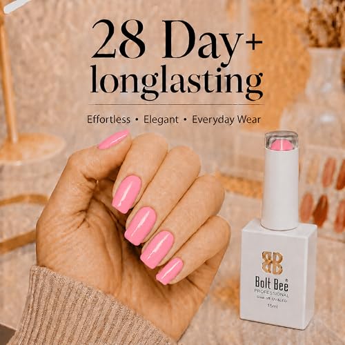 Image of Bolt Bee Pink Color Gel Nail Polish Soak Off UV Gel 15ML DIY at Home Manicure Salon Nail Art