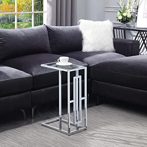 Convenience Concepts Town Square Chrome C Table, Clear Glass / Chrome Frame #TOP2