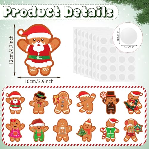 JUNEBRUSHS Recortes de Natal, 120 peças de recortes de pão de gengibre de inverno, decorações de qua
