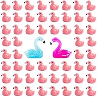 Purple Star Mini Flamingos 50 Pack Tiny Ducks Flamingos Little Flamingos Plastic Mini Resin Animals Figures Miniature Flamingos Figurines for Fairy Garden Accessories Statues Gifts Pink