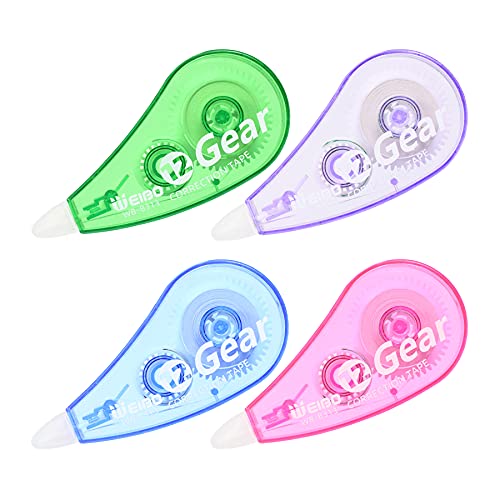WeiBo Whiteout Correction Tape, Easy To Use Applicator for Instant Corrections, For Office Administration, Note Taking, Marking, Crafting, Scrapbooking (Pack Of 4, 236  x 0.2 , multicolored)
