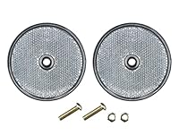 2er Set Reflektor Rund Weiß 70mm ø Rückstrahler Katzenauge Pkw Anhänger E-Prüfzeichen mit Schrauben