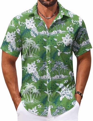 COOFANDY Men's Hawaiian Shirt Short Sleeve Casual Button Down Tro...