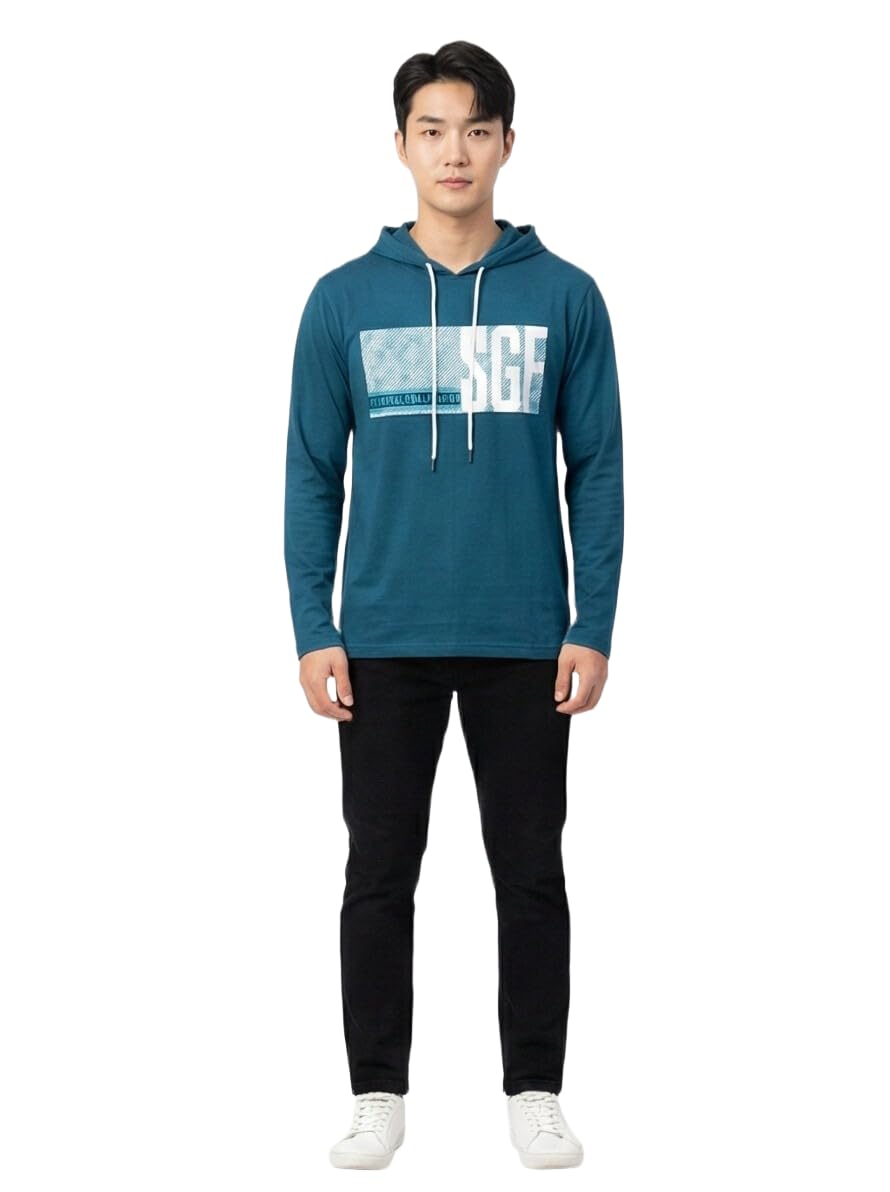 Skyben Pure Cotton Full Sleeves Printed Hooded T Shirt for Men MH-AF-Black-M-image-38